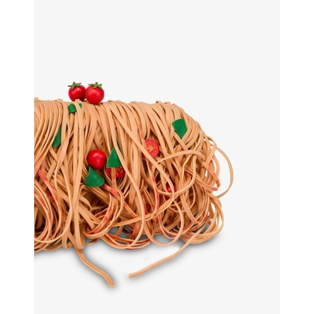 Moschino Couture Jeremy Scott Spaghetti Pasta Fringe Tomato Clutch Shoulder Bag - Picture 4 of 8